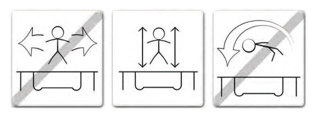 TIPS OM DE KANS OP ONGELUKKEN TE VERMINDEREN: Om de kans op ongelukken te verminderen moet de TRAMPOLINEGEBRUIKER: Te allen tijde de controle behouden over zijn/haar sprongen en lichaamshouding.