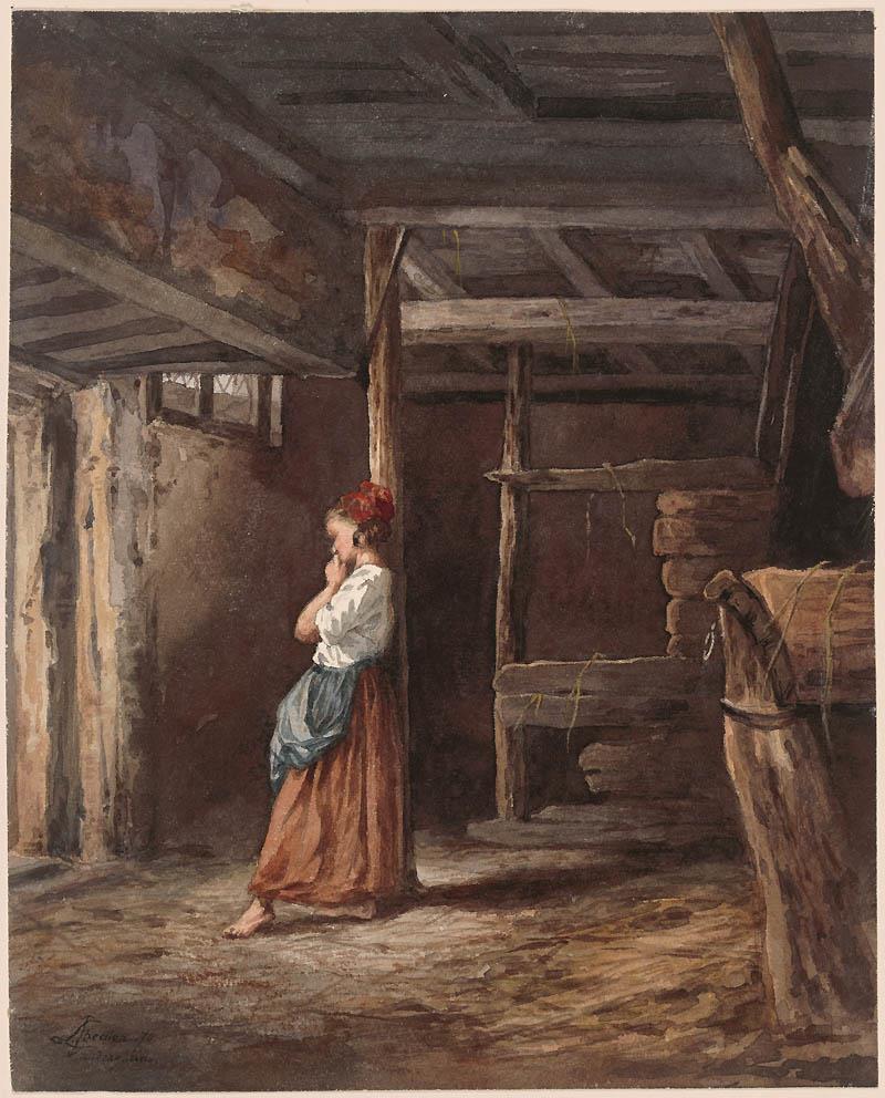 Afbeelding 6: Léon Becker, Wachtend in een stal, 1870.