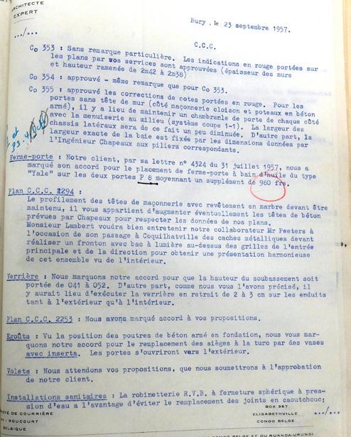 - L. Richir, Lettre à Monsieur Armand BLATON, 21 oktober 1950, Fonds Blaton en Afrique, D153- Immeuble C.