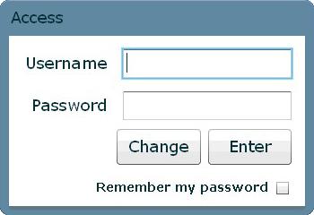 Accès à l interface Toegang tot de interface FR Taper le nom de l'utilisateur et l'éventuelle Password (mot de passe) assignée par l'installateur.