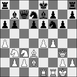 16.Pe4 Lxf4) 15.f5 (15.fxe5 Pxe5) 15...exf5 16.Lxf5 gxf5 (16...Phf6; 16...Pdf6 17.Lxc8 Txc8) 17.Dxh5 Pf6. 13...Lb7 14.a4 14.Kh1 14...0 0 0 Zwart rokeert toch ondanks wits laatste zet.