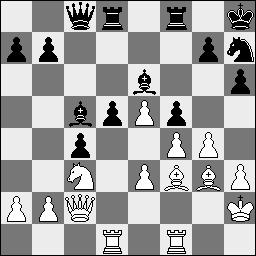 28.Lxf4 Txf4 29.Pd5 miste kon zwart zoveel pionnen slaan dat hij er zes had voor het stuk na de tijdcontrole. Dat liet Janssen zich niet meer bewijzen. Wit : Ruud Janssen Zwart : Sergei Movsesian 1.