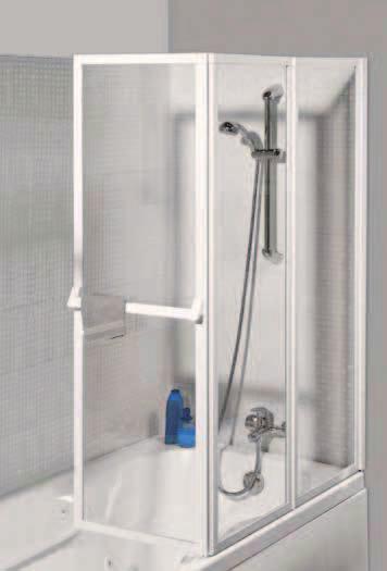 224 225 QUADRI SV Badwand met naar binnen of naar buiten draaiende vouwpanelen Pare-bain avec volets repliables à l intérieur ou à l extérieur mm 4 PRAKTISCH: Badwand 90 draaibaar naar binnen of