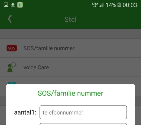 3.2 Instellen telefoon nummers 3.2.1 SOS nummers Indien het kind, na activeren van het scherm, ongeveer 4