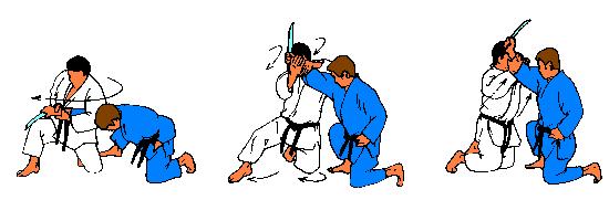 7. Kiri komi ( neerwaartse mesuithaal ) Aanval: Uke komt op zijn tenen en snijdt