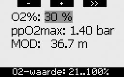 2. Menu s, instellingen en functies de MOD overeenkomstig. De MOD wordt medebepaald door het watertype (zout of zoet) en de atmosferische druk (en dus de hoogte).