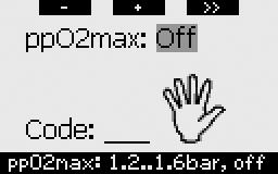 2. Menu s, instellingen en functies 2.3.4 ppo 2max (standaard: 1,4 bar) De waarde van de ppo 2max is samen met het zuurstofpercentage bepalend voor uw MOD.