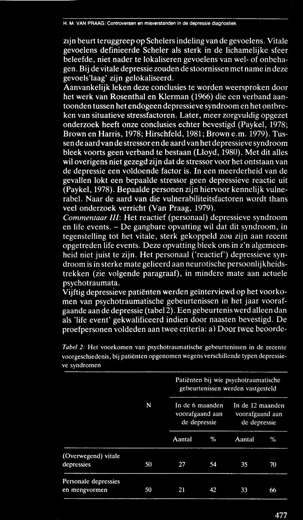 Bij de vitale depressie zouden de stoornissen met name in deze gevoels'laag' zijn gelokaliseerd.