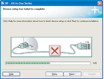 Dépannage Fehlerbehebung Risoluzione dei problemi Problemen oplossen www.hp.com/support Problème : (Windows uniquement) L écran vous invitant à connecter le câble USB ne s affiche pas.