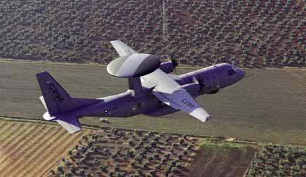 Deze speciale versie van het C-295 vrachtvliegtuig heeft een zogenoemde rotodome op de rug waarin een geavanceerde rader kan worden ingebouwd.
