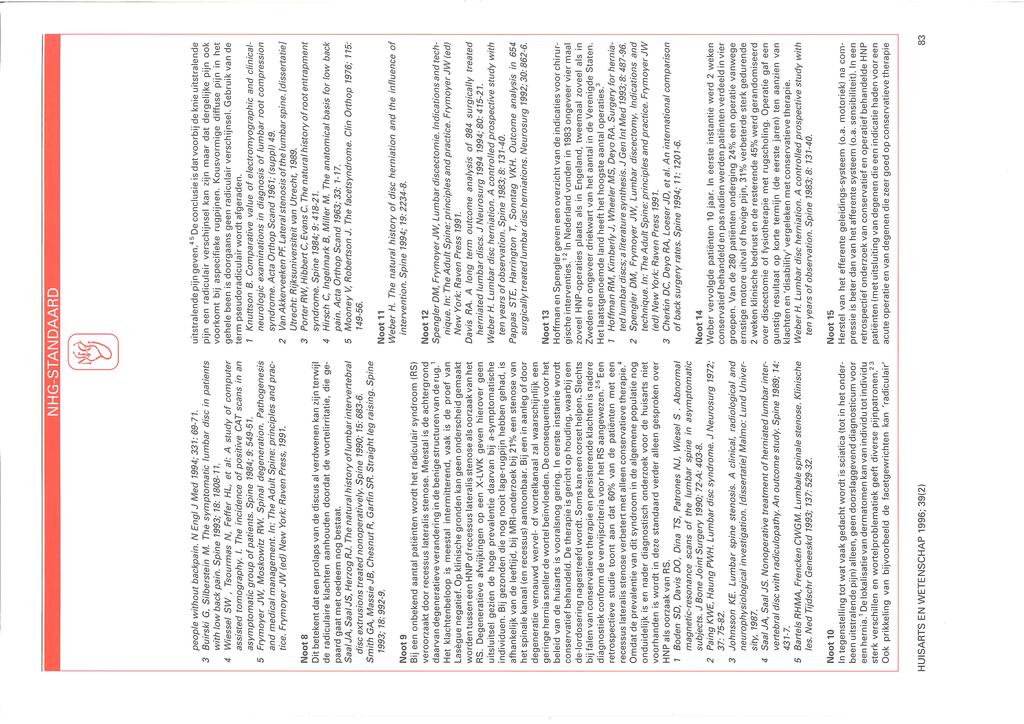 NHG-STANDAARD people without backpain. N Eng/ J Med 1994; 331: 69-71. 3 Buirski G, Silberstein M. The symptomatic lumbar disc in patients with low back pain. Spine 1993; 18: 1808-11.