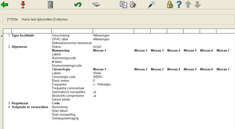 Bij Chronologie moet je de labels en de chronologie code