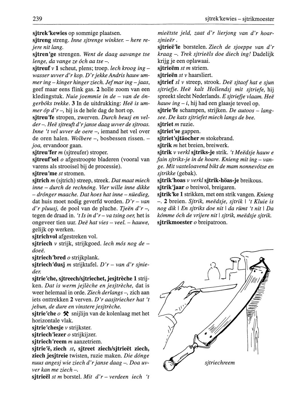239 sjtrekke wies - sjtrikmoester sjtrek'kewies op sommige plaatsen. sjtreng streng. Inne sjtrenge winkter - here rejere nit lang. sjtren'ge strengen.