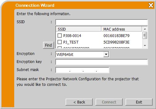 3.2.3.4 Directe verbinding tussen de projector en de computer (Projectormodellengroep: B,C) Voer de volgende informatie in die ingesteld is in de projector.