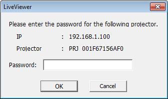 Als er een verificatiewachtwoord is ingesteld voor de projector, moet er echter wel een wachtwoord worden ingevoerd. Klik op [Connect cancel] (Verbinding annuleren) om de verbindingen te annuleren.