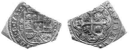 Dit zilvergeld werd geslagen in Potosi en Lima, het zilver werd in de Andes gedolven.