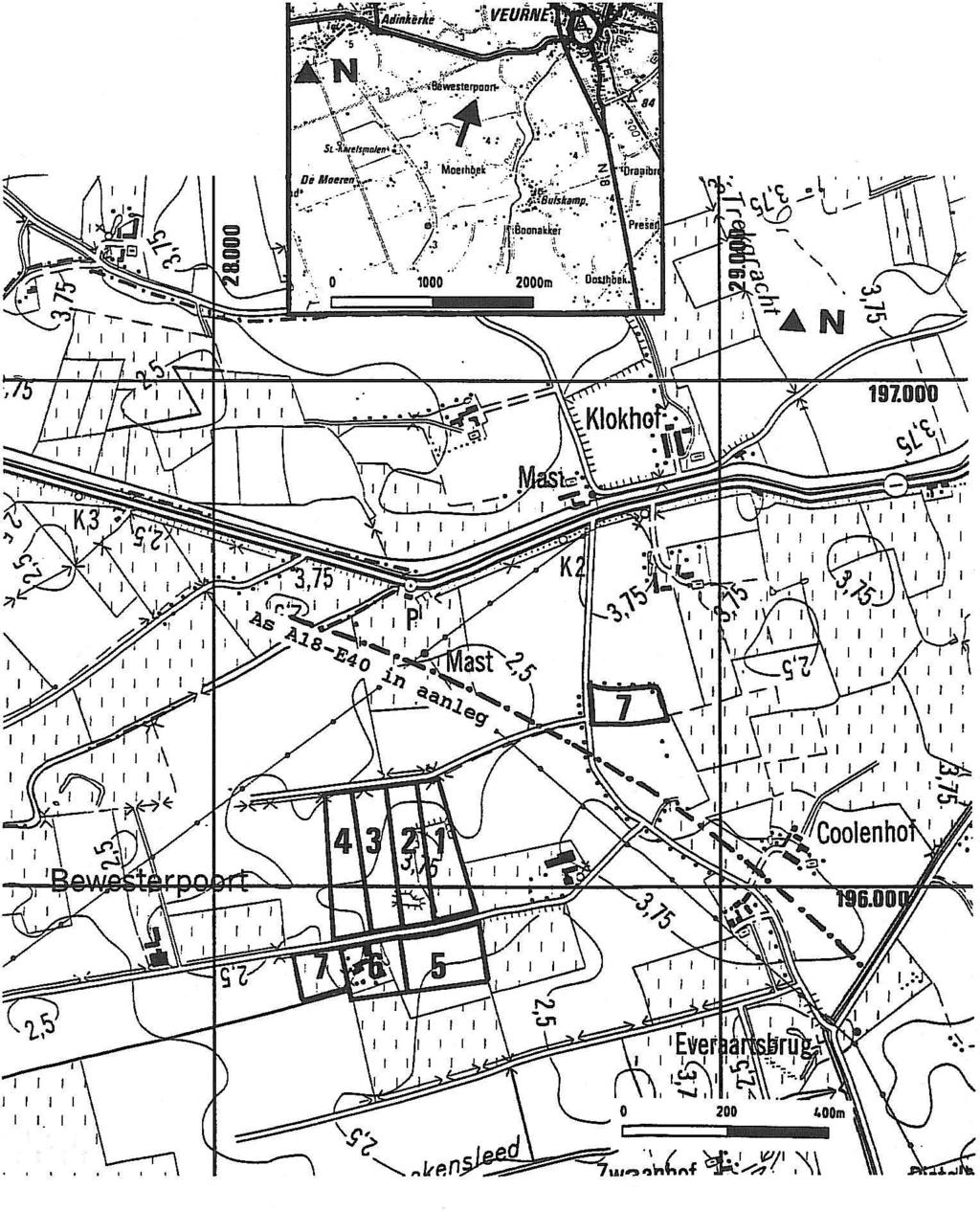 I I t I I I I I Fig. 1 Algemene ligging, lotindeling en topografie volgens de kaart van het N.G.I. op schaal 1110.000 editie 1978.