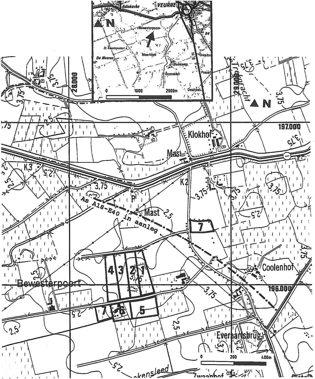 I I I I l I I Fig. 1 Algemene ligging, lotindeling en topografie volgens de kaart van het N.G.I. op schaal 1110.000 editie 1978.