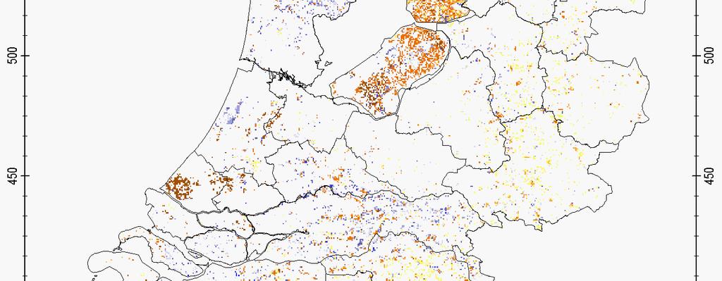 onverzadigde zone; blauw getinte kleuren duiden op een afname.