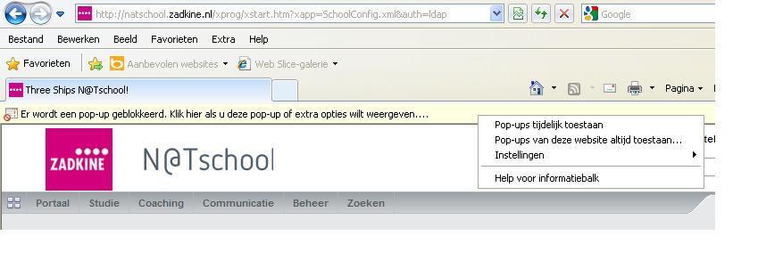 3 Inlogproblemen 3.1 Pop-ups toestaan Als u voor de eerste keer bent ingelogd in NATschool kunt de vraag krijgen of u pop-ups wilt weergeven.