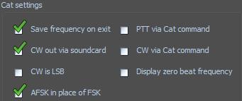 Radio menu: Menu Name Setting 37 CAT USB 40 CAT RTS: Disabled 65 PC Keying: Set to DTR als u van plan bent om CW alleen via de geluidskaart te gebruiken.