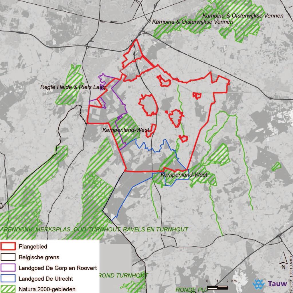 Figuur 3.2 Plangebied ten opzichte van Natura2000-gebieden (incl.