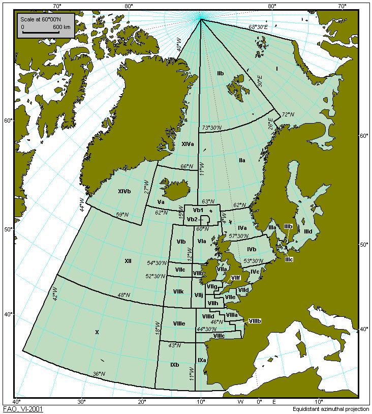 Tabel 6 Overzicht van de verschillende visgebieden in de Noordzee en de Noordoost-Atlantische Oceaan (Bron: Vlaanderen.