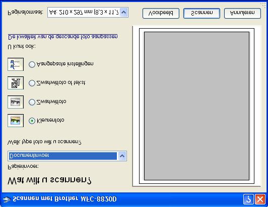 Een document naar de PC scannen U kunt een hele pagina op twee manieren scannen. U kunt de automatische documentinvoer of de glasplaat gebruiken.