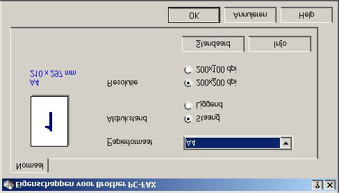 0 Voor Windows 2000 Professional: 2 Selecteer Papierformaat en Afdrukstand (Staand of Liggend) en klik op OK.