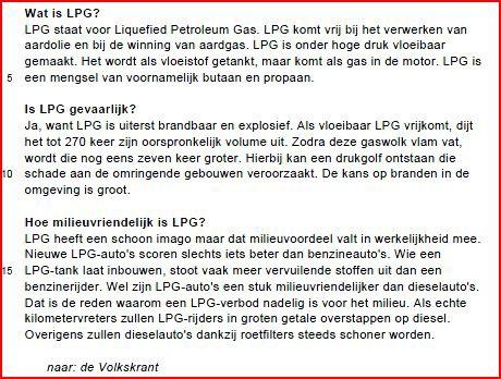 In tekstfragment 1 wordt beschreven dat LPG onder andere vrijkomt bij het verwerken van aardolie.