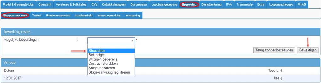 4. Einde van het TWE-traject Het einde van het traject Tijdelijke Werkervaring registreer je vanuit de lijn tijdelijke werkervaring OCWM in de flap stappen naar werk.