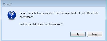 Dossiers (zaken) Als er verschillen zijn gevonden bij de inzage BRP ten opzichte van de ingevoerde gegevens op de kaart, dan krijgt u de volgende vraag: