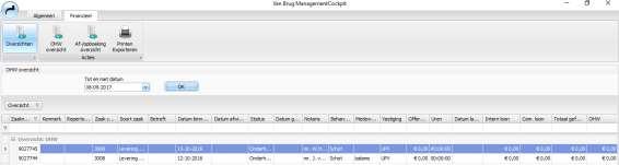 Hier wordt het totaal OHW van de verschillende onderhanden zaken getoond. In het snelfilter kan eenvoudig op elke kolom een filter worden ingesteld.