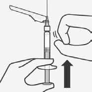 Stap 4 Injectie van de dosis Verwijder de transparante beschermhuls van de naald Klap het beschermkapje terug in de richting van de spuit zoals op de tekening.