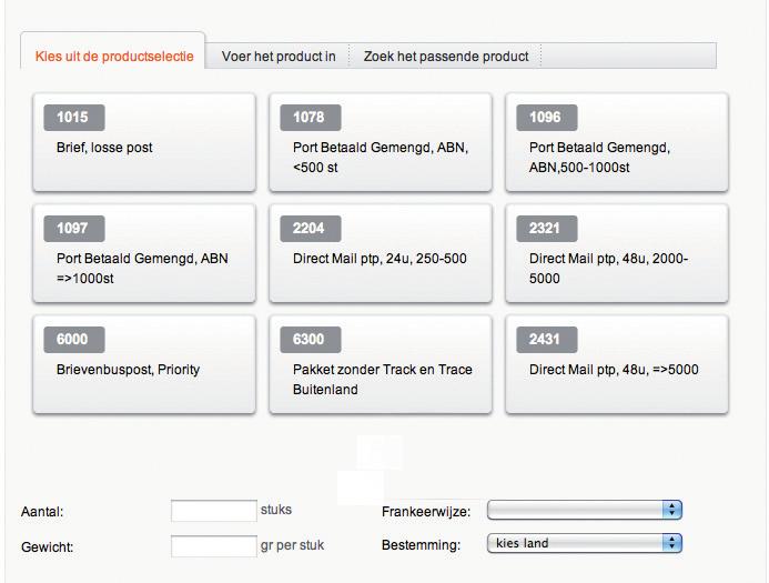 Stap 2: Product kiezen Nu kiest u een product(code) voor uw partij.