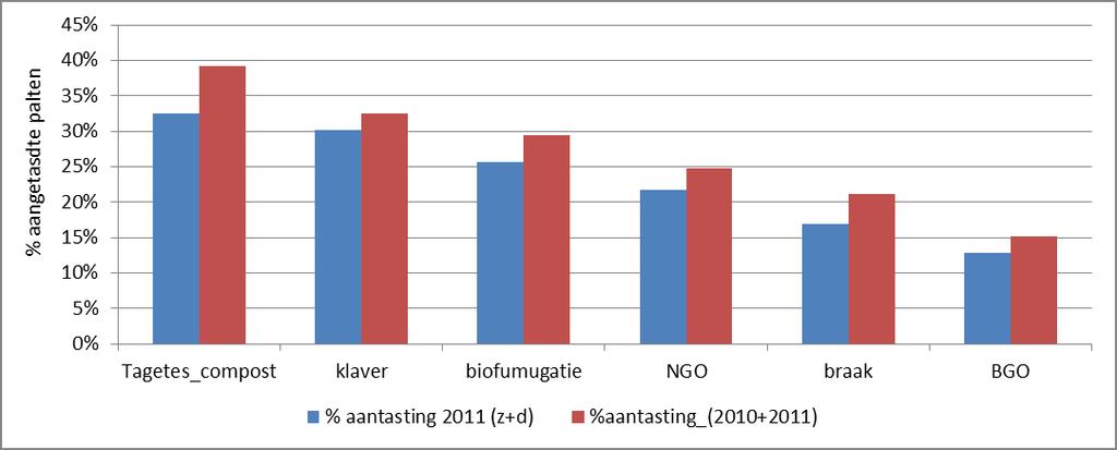 % aantasting in A.