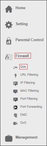 8.0 Firewall 47 NEDERLANDS 8.1 QOS Dankzij QoS (Quality Of Service) kun je ervoor zorgen dat een specifiek programma of computer prioriteit krijgt boven andere systemen of programma's.