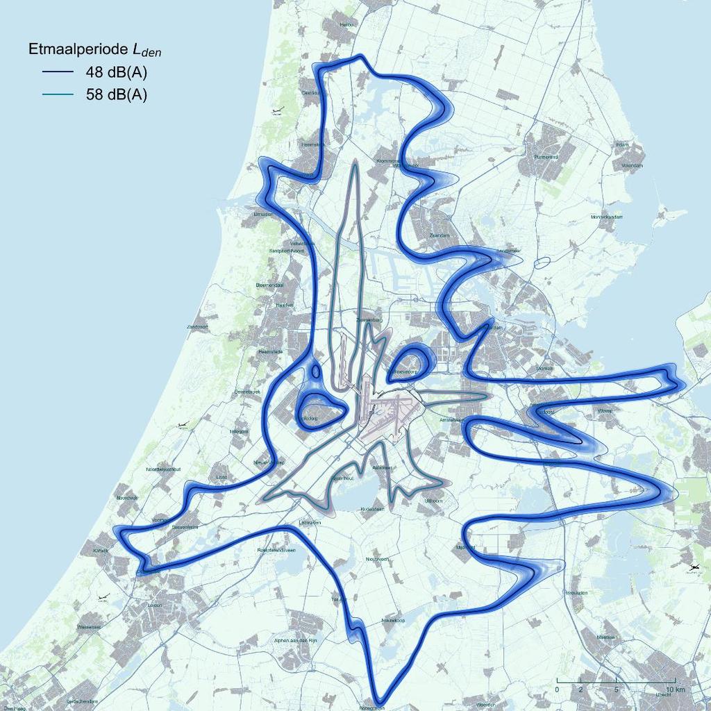 routegebruik, geeft elk van deze berekeningen een eigen resultaat. Het gemiddelde en de verwachte spreiding op de geluidbelasting zijn uit deze verschillende resultaten bepaald. Figuur 5.