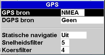 15-4 Instelling GPS Druk een of meerdere keren op MENU totdat het instellingsmenu wordt weergegeven en kies dan Systeem GPS Bron Er zijn twee mogelijkheden: NMEA: Gebruik de bijgeleverde externe