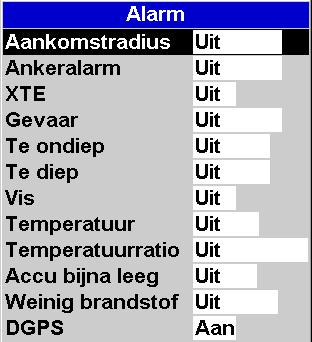 Registreren Uit: De Explorer stopt de registratie van een traject. 1 tot 5 (kies een trajectnummer): De Explorer begint met de registratie van de vaarkoers op het geselecteerde traject.