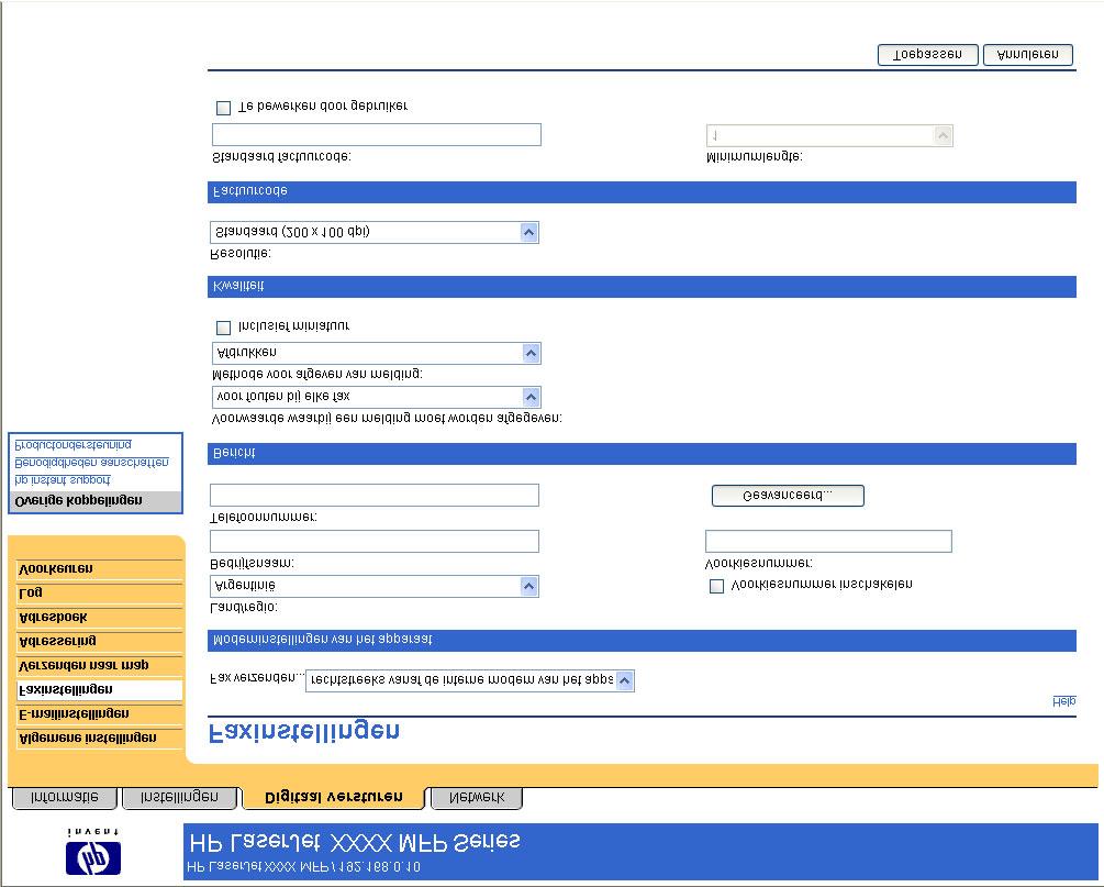 Faxinstellingen Het product kan gescande documenten naar een faxnummer verzenden en op deze manier de verzendfuncties van een faxapparaat simuleren.