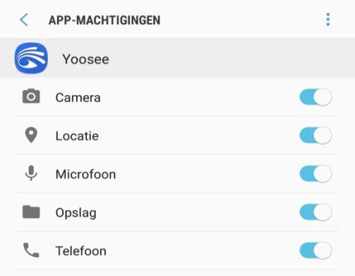 Kies Machtigingen en geef de app alle machtigingen ios: Ga in ios naar