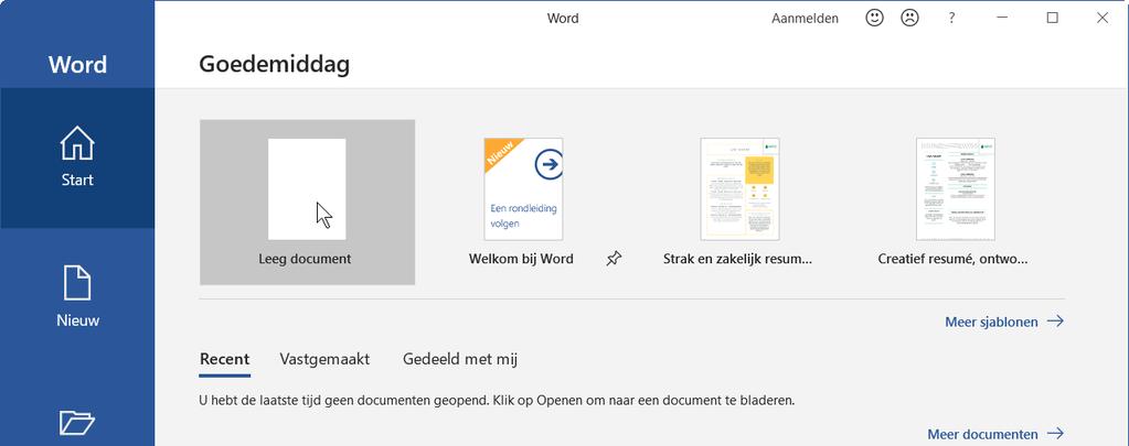 van Word wordt geopend.