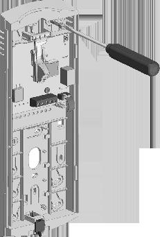 B evestig de deurtelefoon aan de wand Om de deurtelefoon te openen, gebruik een platte schroevendraaier in het sleufje zoals op de