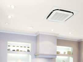 Plafondtoestellen Plafondtoestel (FHA): vooral voor winkels en grotere oppervlakten zeer geschikt Doordat het toestel aan het plafond wordt opgehangen, blaast het zijn kou lucht hoog binnen in het