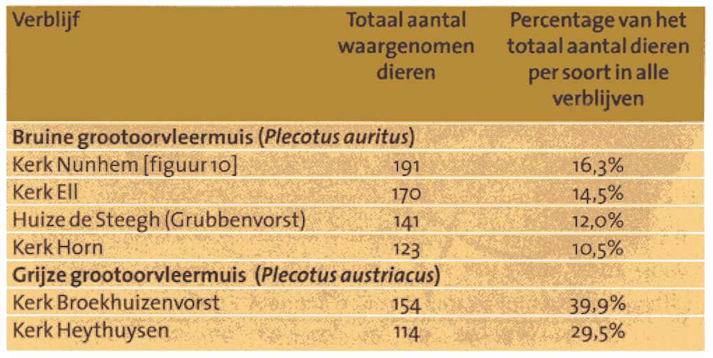 FIGUUR6 Gemiddeld aantal Grijze grootoorvleermuizen (plecotus austriacus) per bezoek. guur 7 en 8.