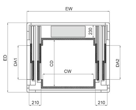 26 Schuifdeuren Frontale toegang P33S P34S P43A P43S P44A P53A P53S P54A 1 1100 1100 1 870 1020 870 945 870 945 EW 1 1 ED 1525 1525 DA 700