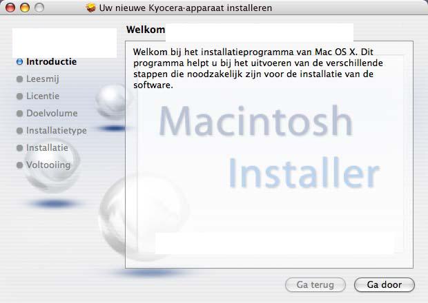 5 Dubbelklik op OS X x.x. 6 Het installatieprogramma van de printerdriver start.