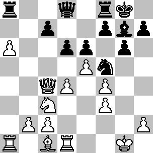 14.Lc4-b3 [14.b5xa6 Pb6xc4 15.De2xc4 Lb7xf3 16.g2xf3 en zwart kan op koningsaanval spelen maar de witte vrijpion op a6 is ook niet mis.] [20.