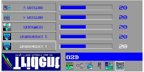 6.3.5 OSD instellingen Het OSD-submenu ondersteunt de OSD instellingen voor transparant, helderheid en positie. A.